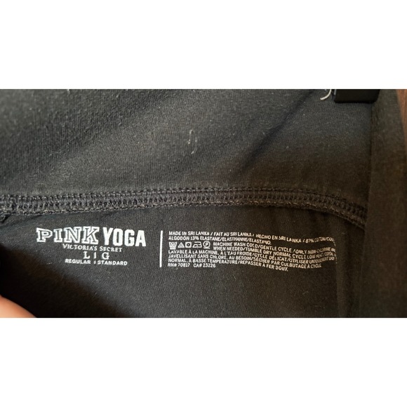 Victorias Secret PINK Yoga Pants Black Sequin Love Pink 86 Foldover Flare Large - Picture 4 of 4